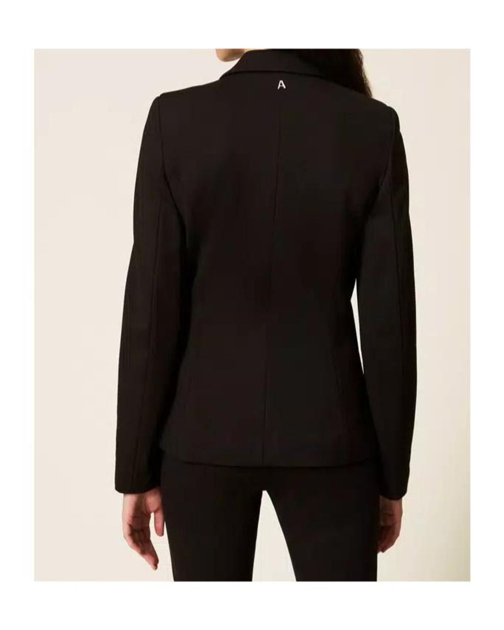 Twinset Black Floral-Brooch Blazer