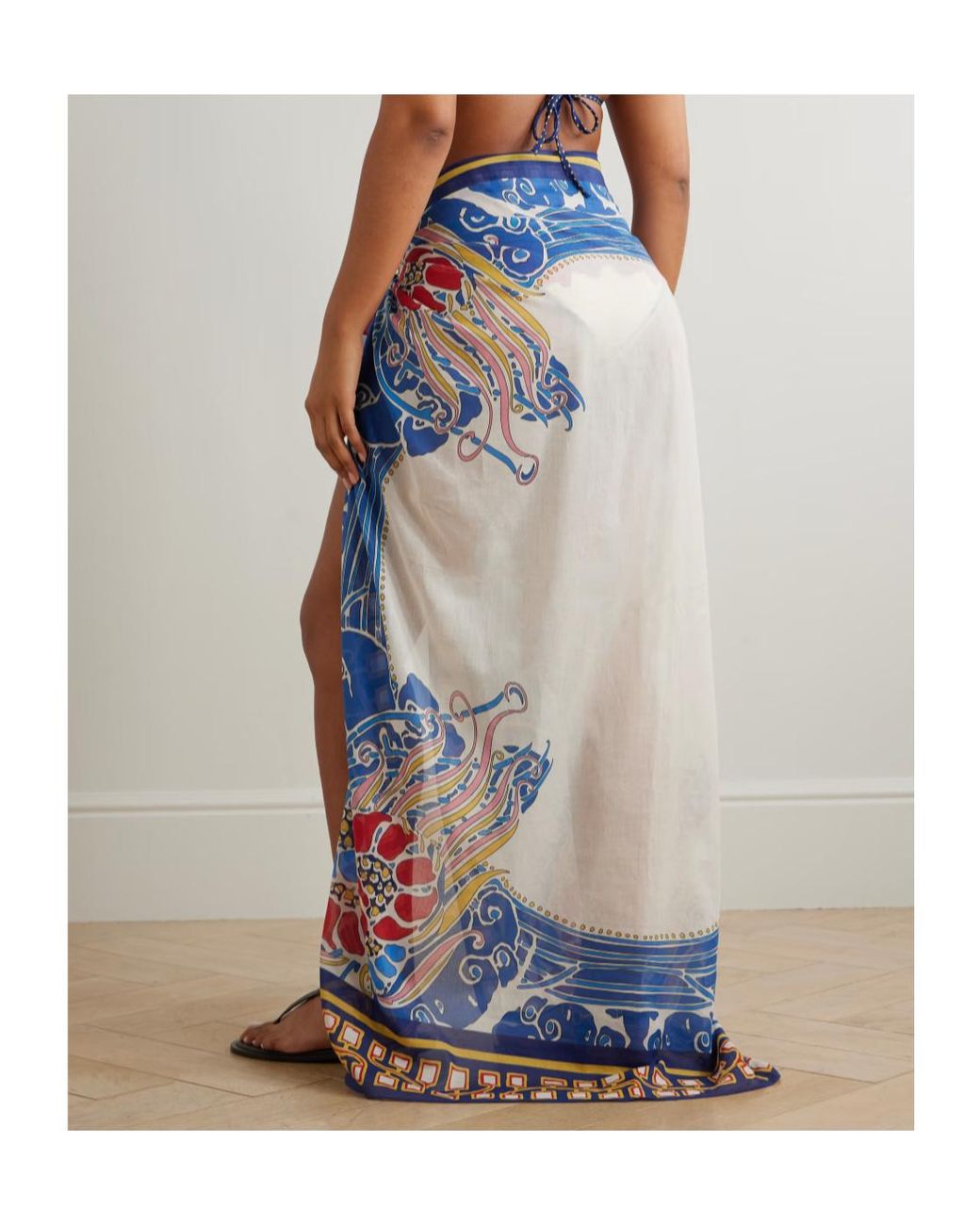 LaDoubleJ Blue Floral-Print Pareo