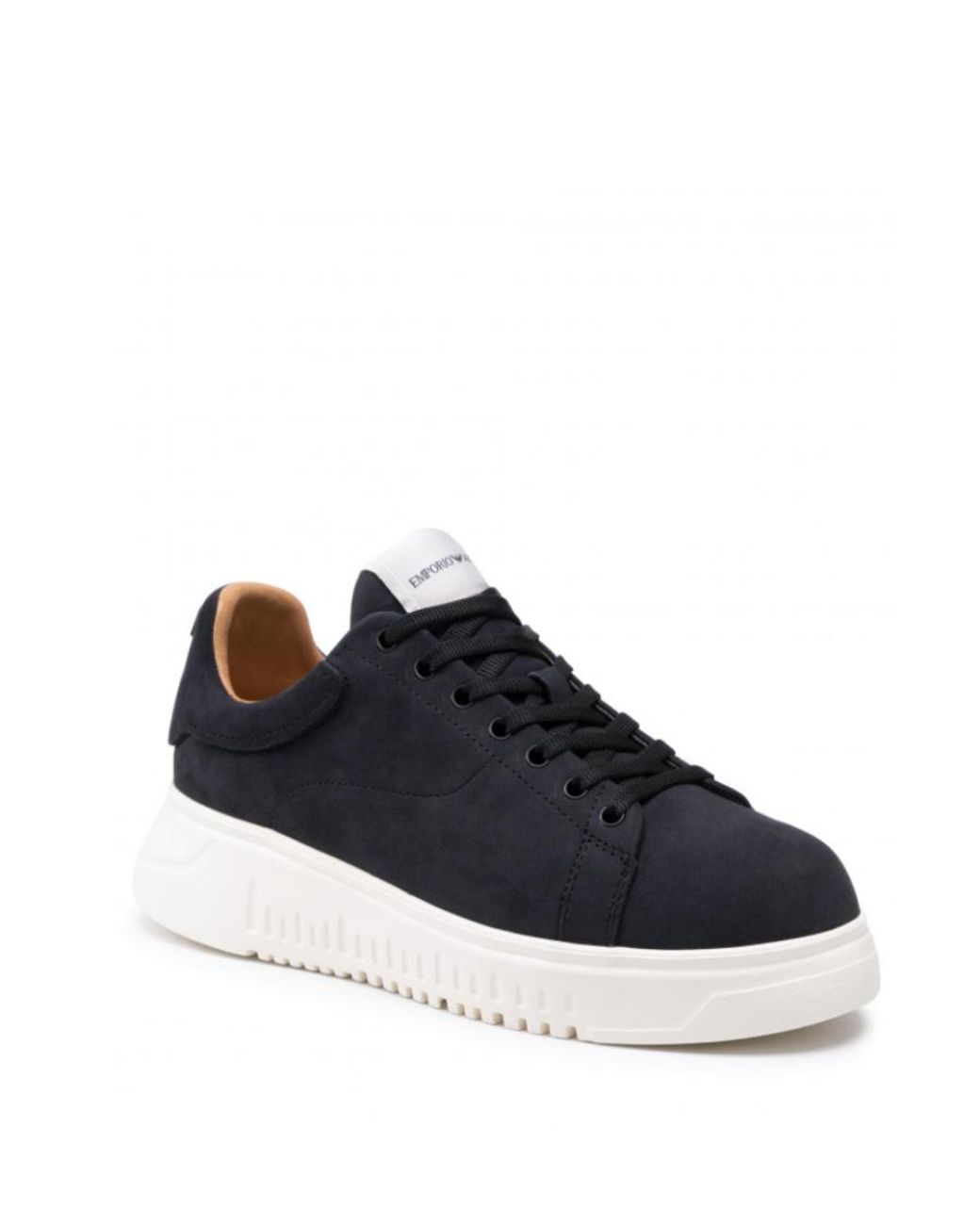 Emporio Armani Blue Logo Plaque Low-Top Sneakers for men