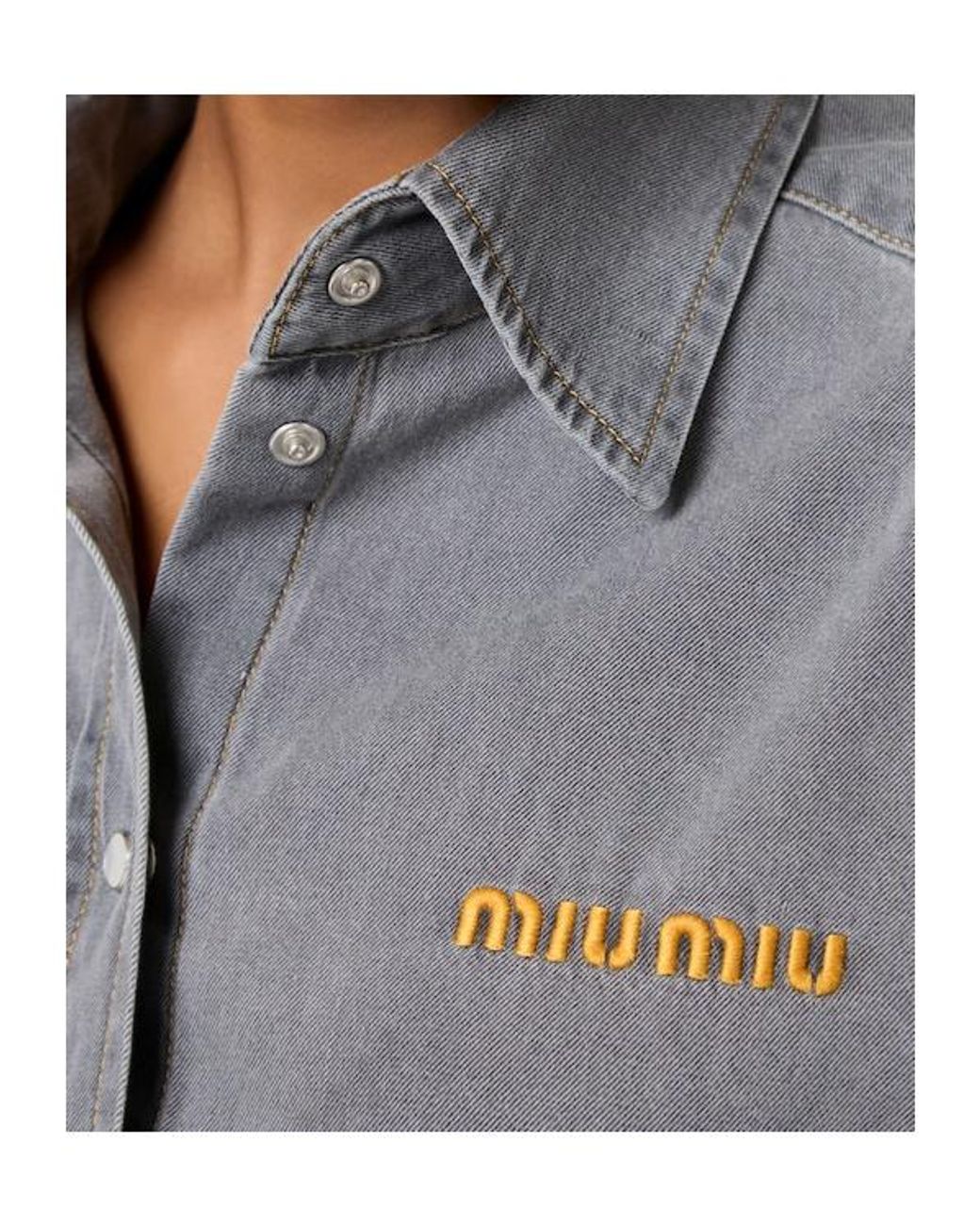 Miu Miu Gray Cropped Chambray Shirt
