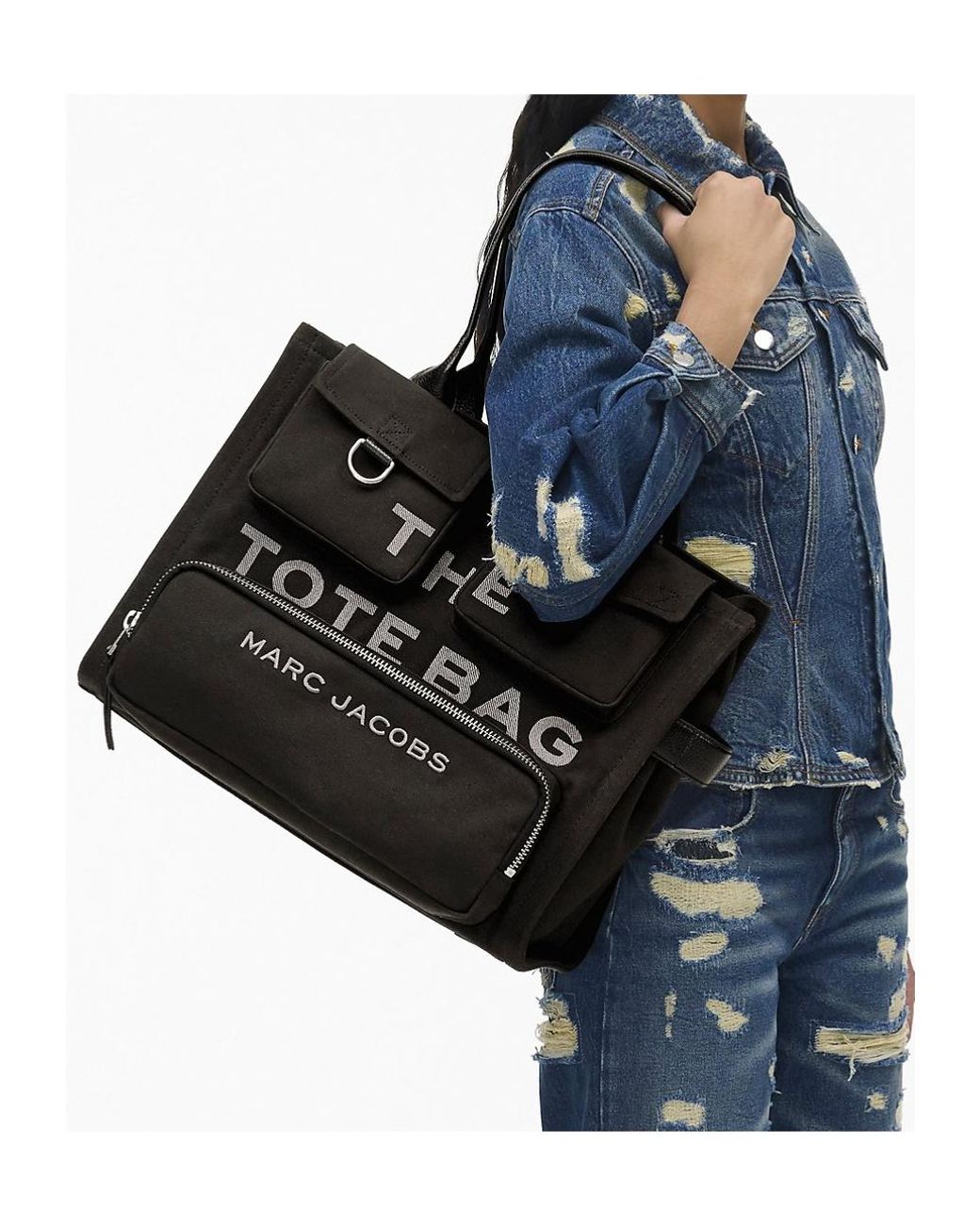 Marc Jacobs Black The Cargo Logo Printed Large Tote Bag