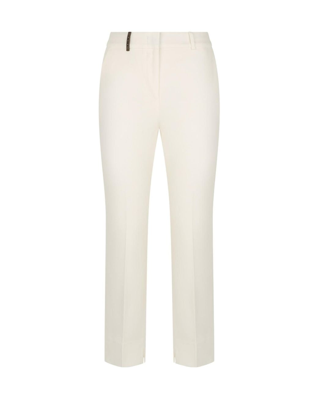 Peserico White Cotton Slim-Fit Pants