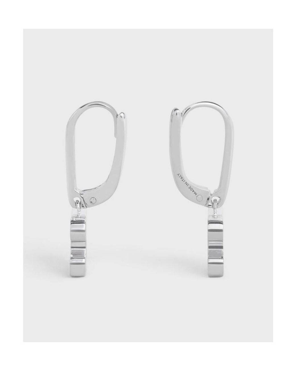 Céline White Triomphe Rhinestone Earrings