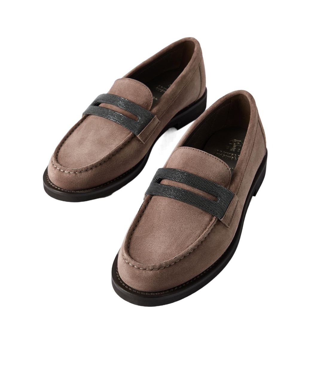 Brunello Cucinelli Brown Precious Clamp Penny Loafers
