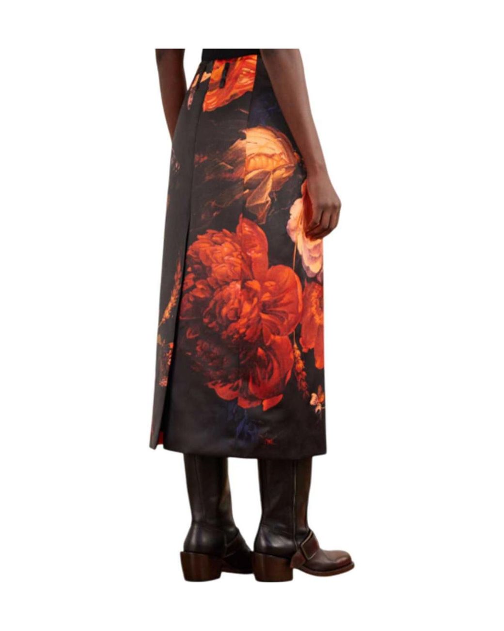 Dries Van Noten Orange Printed Skirt