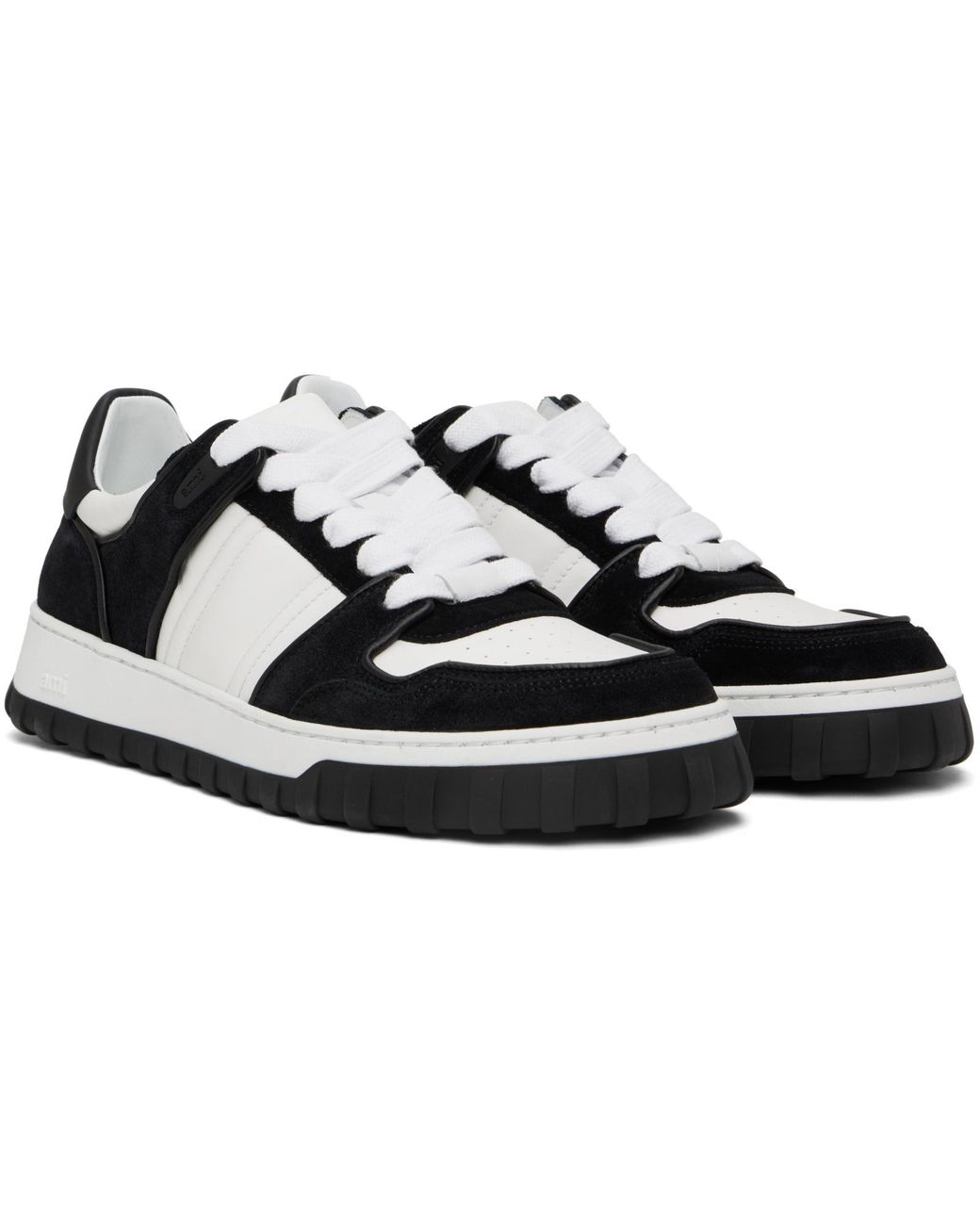 AMI Black Ami Logo Embossed Low-Top Sneakers for men