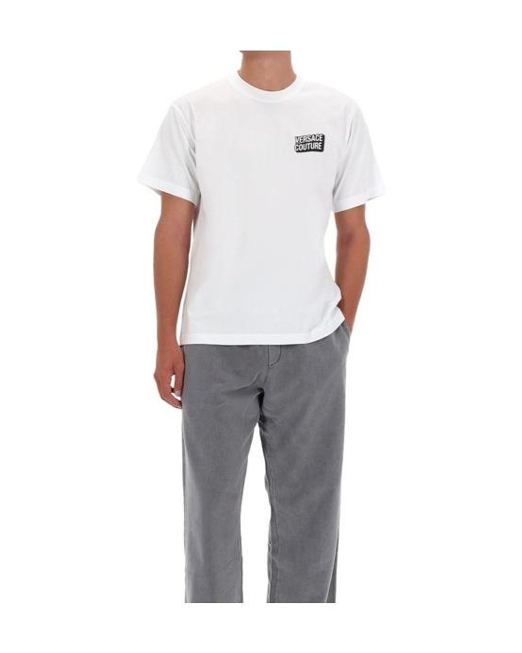 Versace White Jeans Couture Logo Patch T-Shirt for men