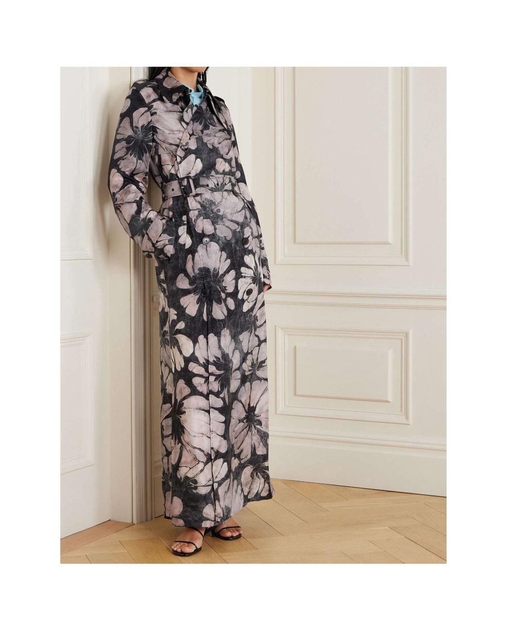 Dries Van Noten White Floral Trench Coat