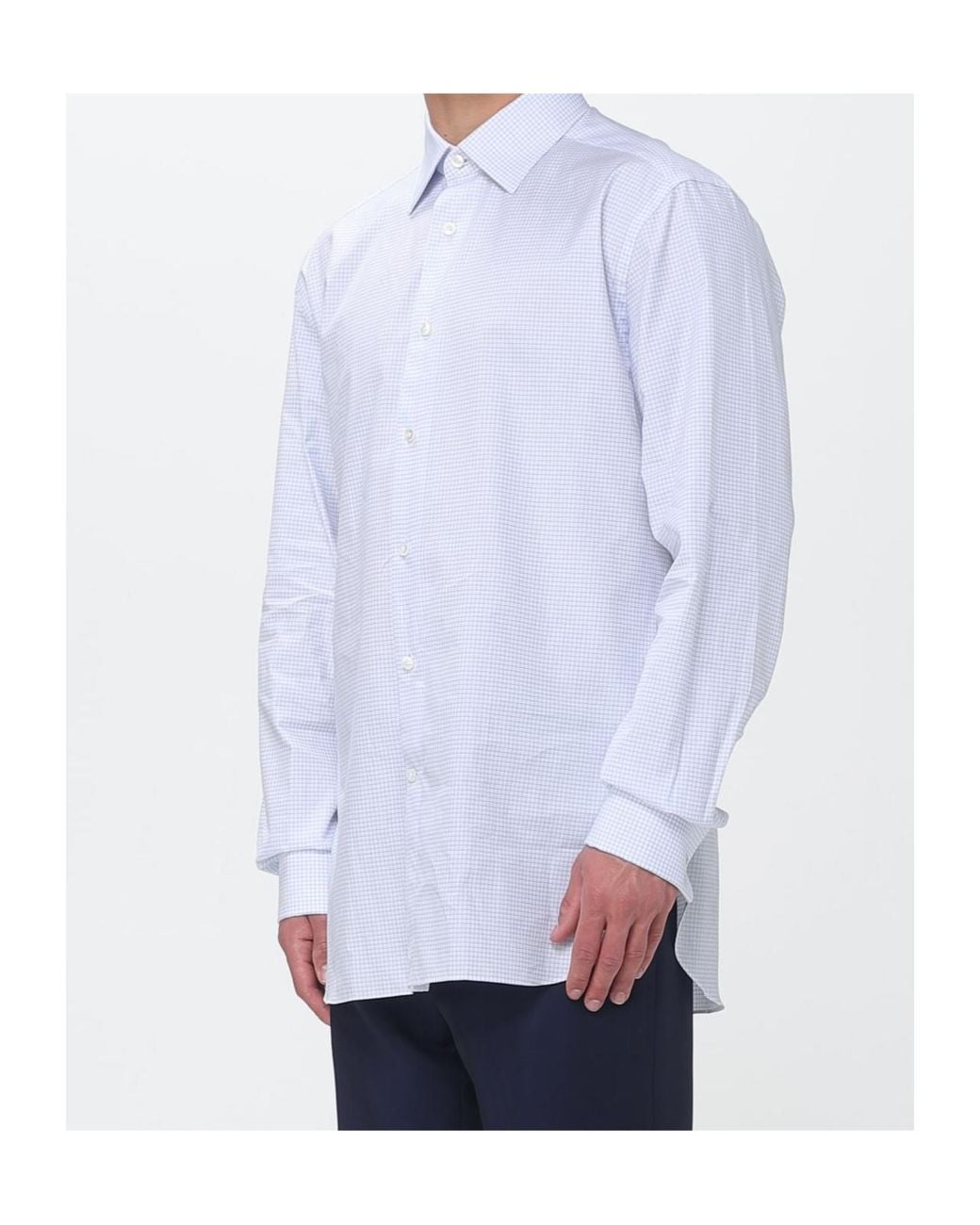 Zegna Blue Check Poplin Shirt for men