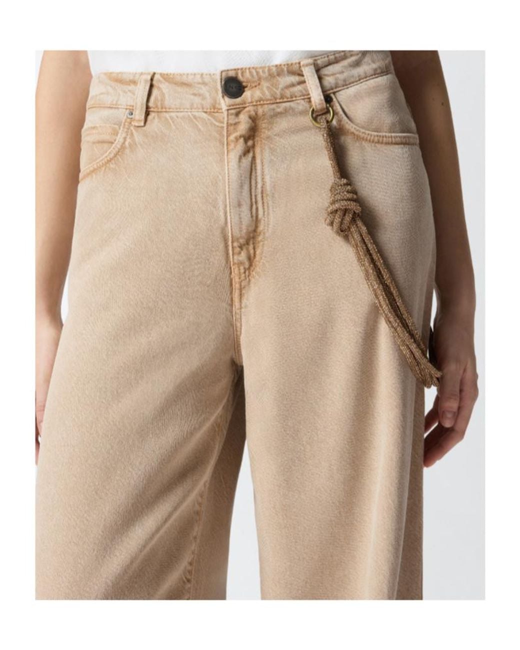 Pinko Natural Chain Detail Straight-Leg Jeans