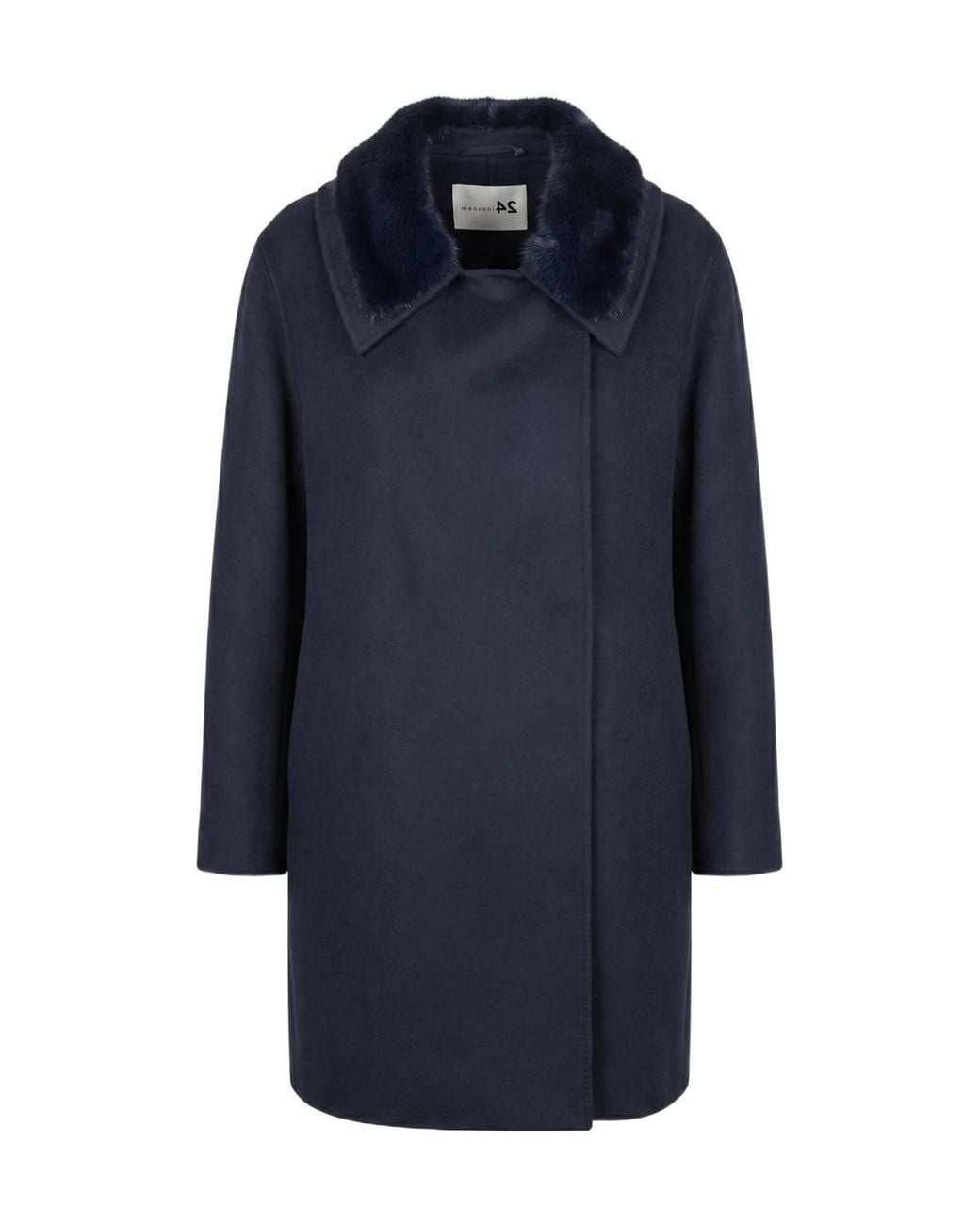 Manzoni 24 Blue Long-Sleeve Collared Coat