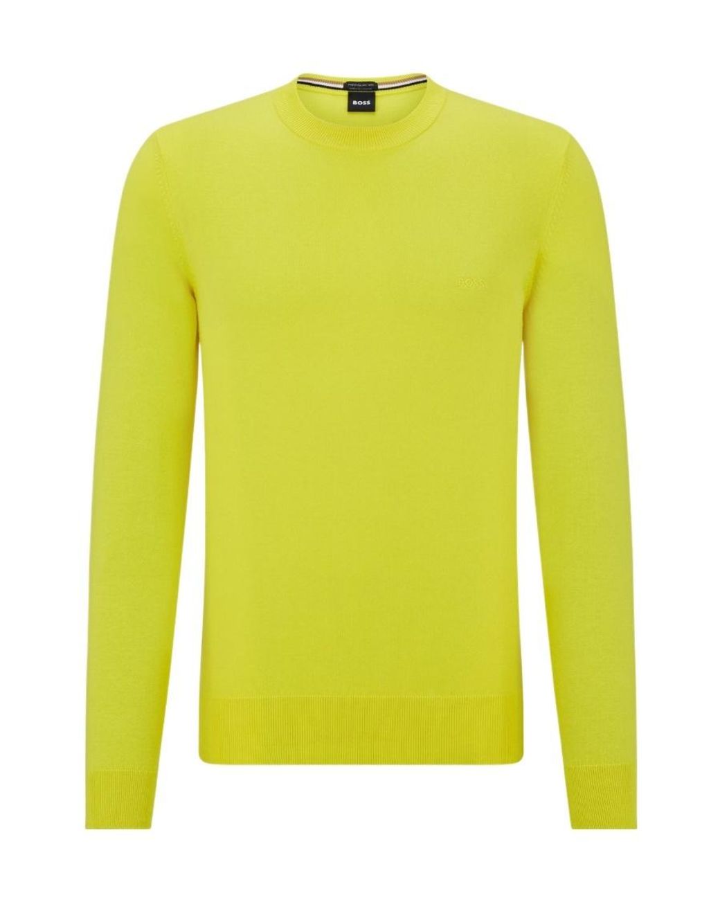 Boss Yellow Embroidery Knitted Sweater for men