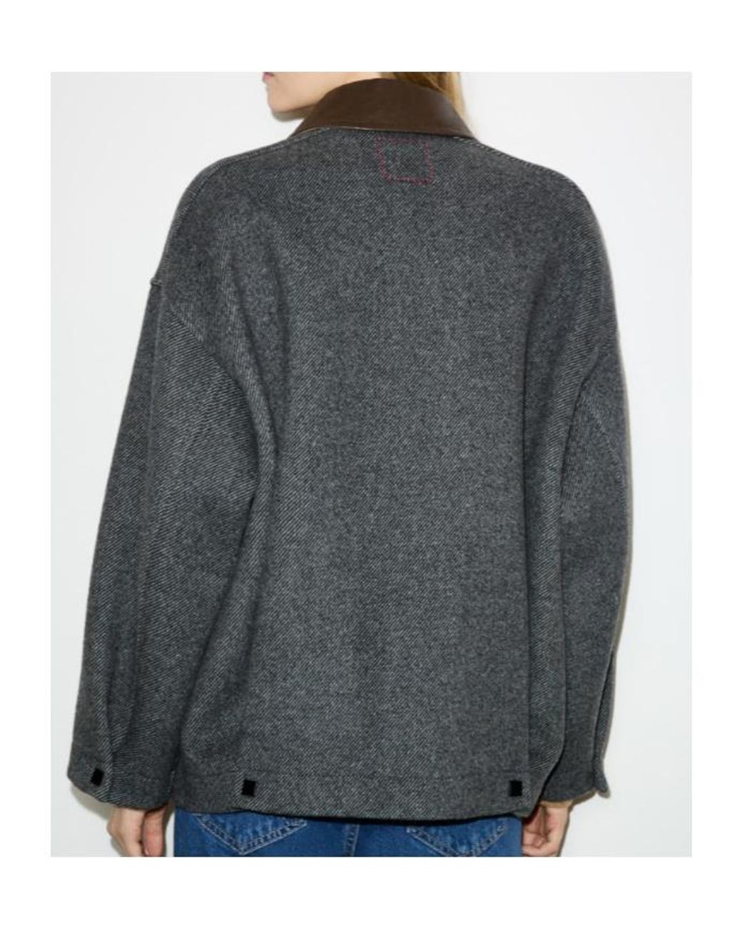 MAX&Co. Gray Double-Woven Wool-Blend Shacket