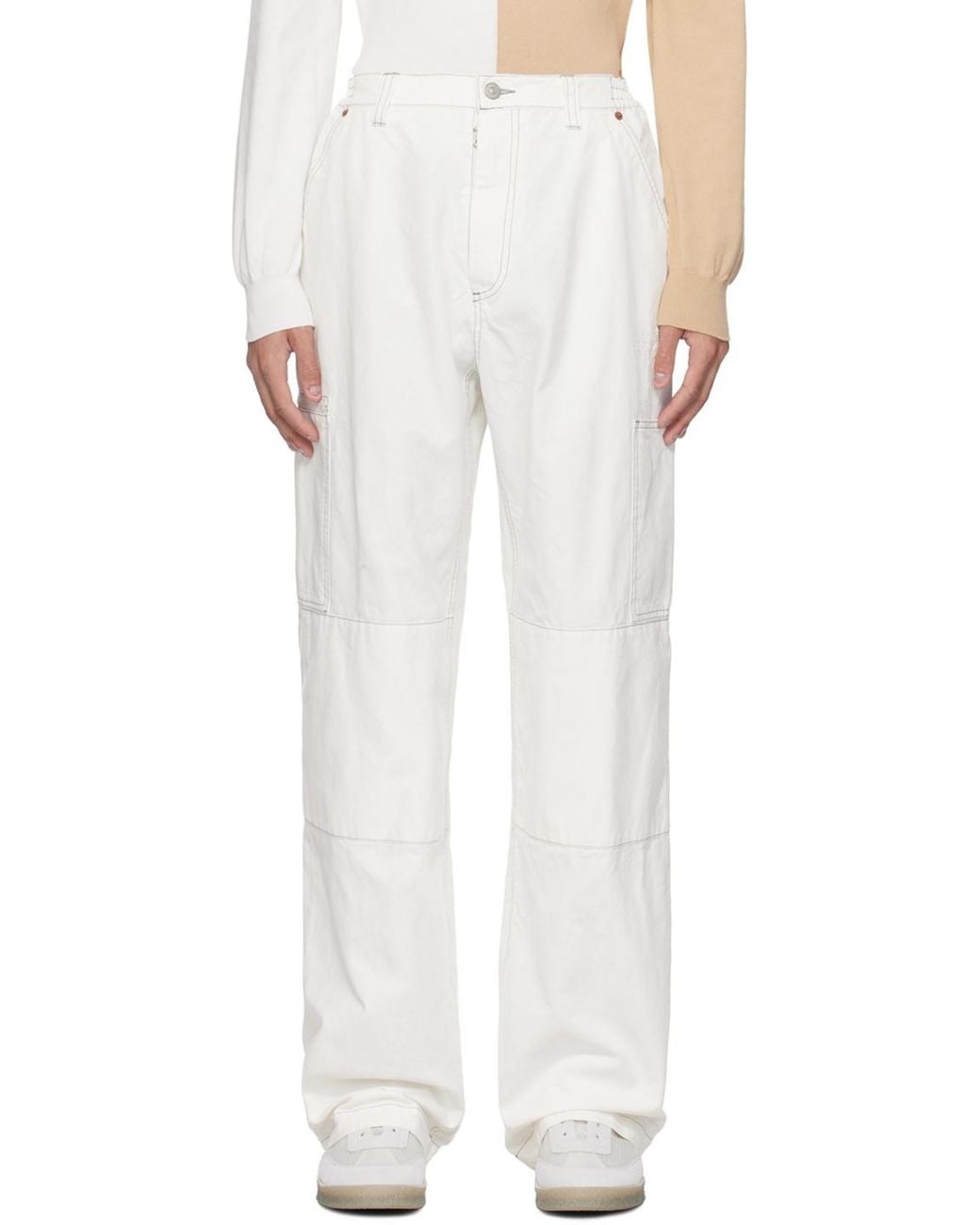 MM6 by Maison Margiela White Numeric Signature Trousers for men