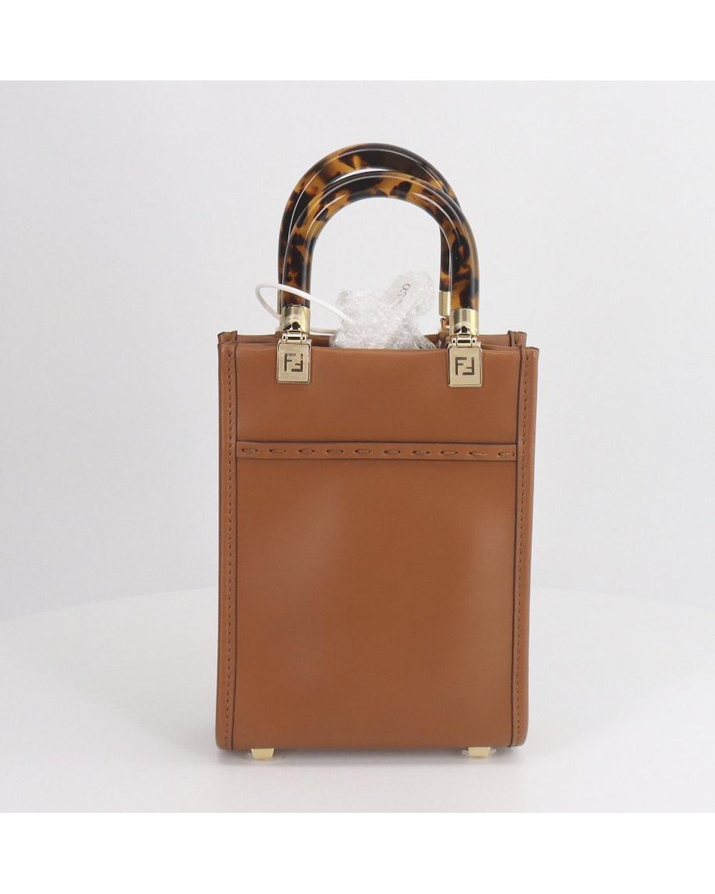 Fendi Brown Sunshine Mini Shopper Tote Bag