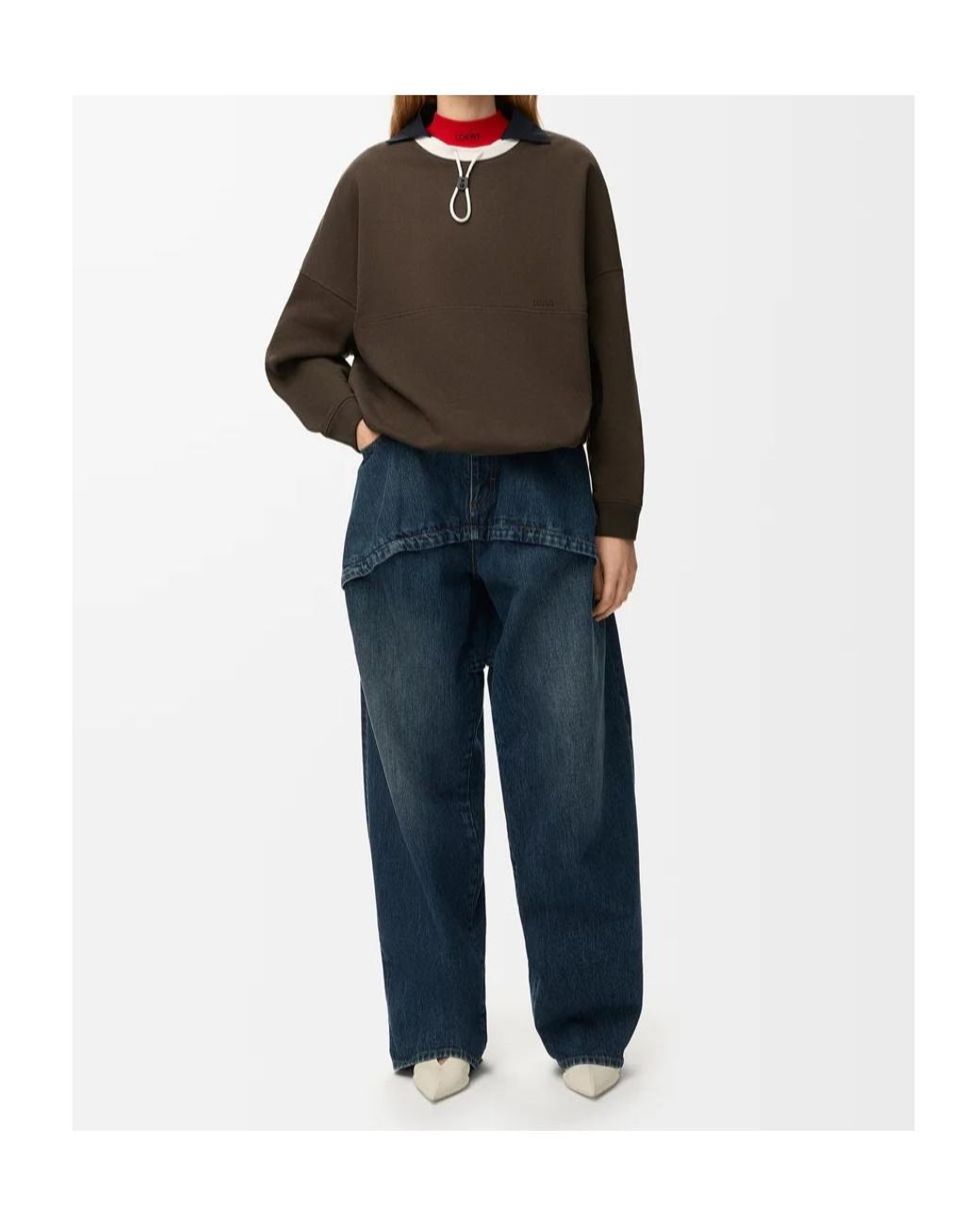 Loewe Blue Layered-Detail Wide-Leg Jeans
