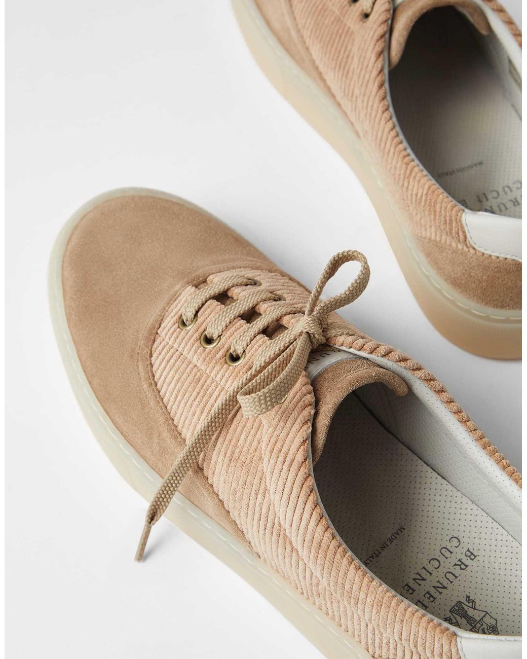 Brunello Cucinelli Brown Panelled Leather Sneakers for men