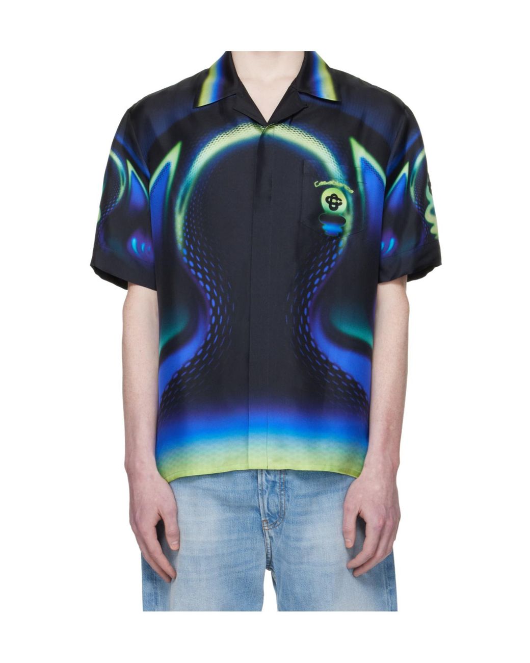 Casablanca Blue Satin Shirt for men