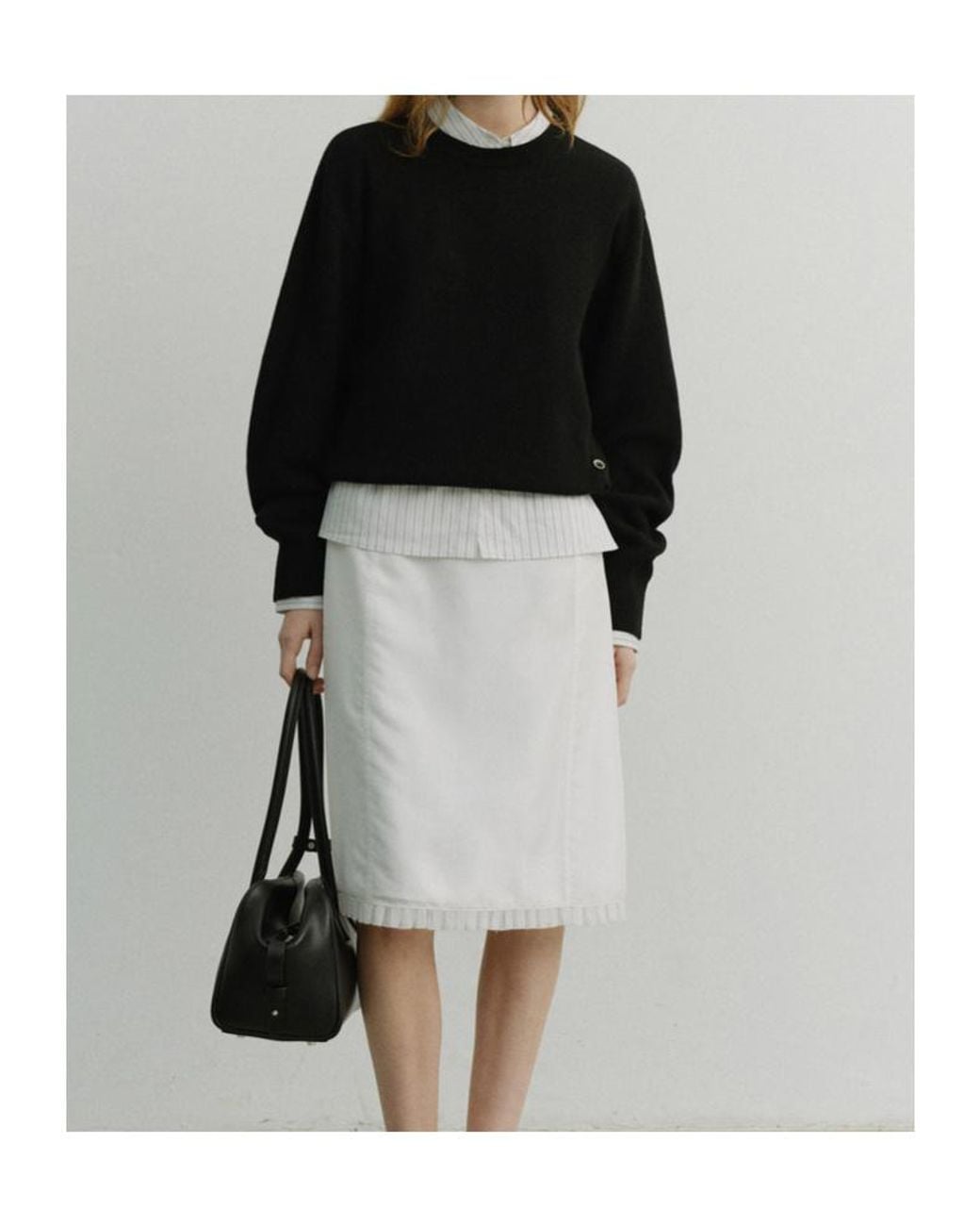 DUNST White H Line Midi Skirt