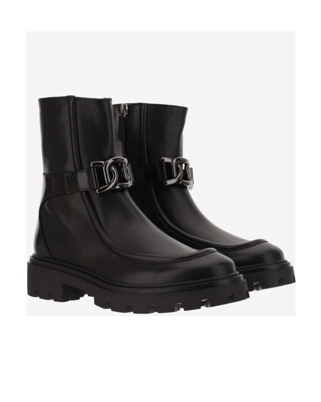 Tod's Black Round Toe Side Zipped Ankle Boots