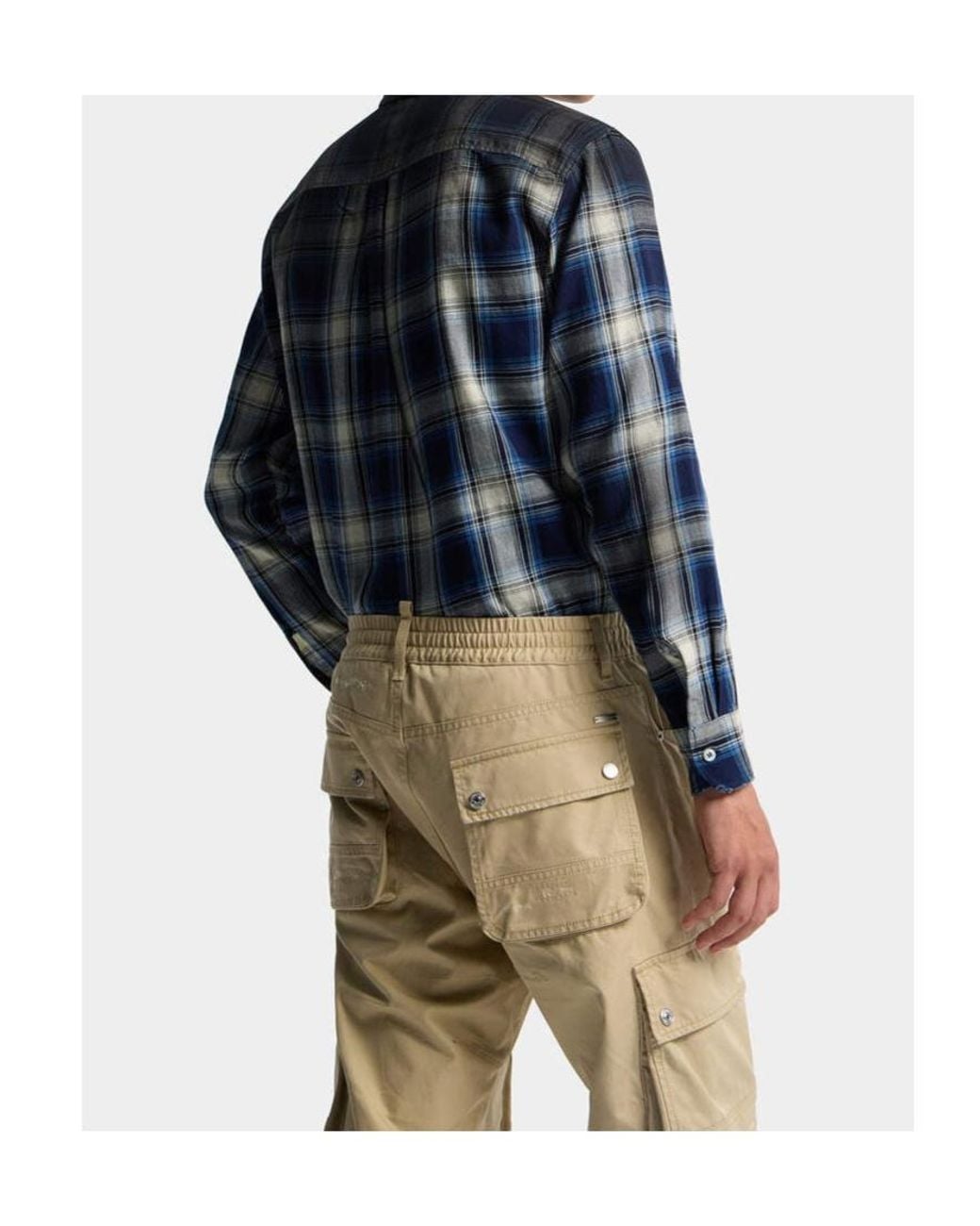 DSquared² Blue Long Sleeve Checked Shirt for men