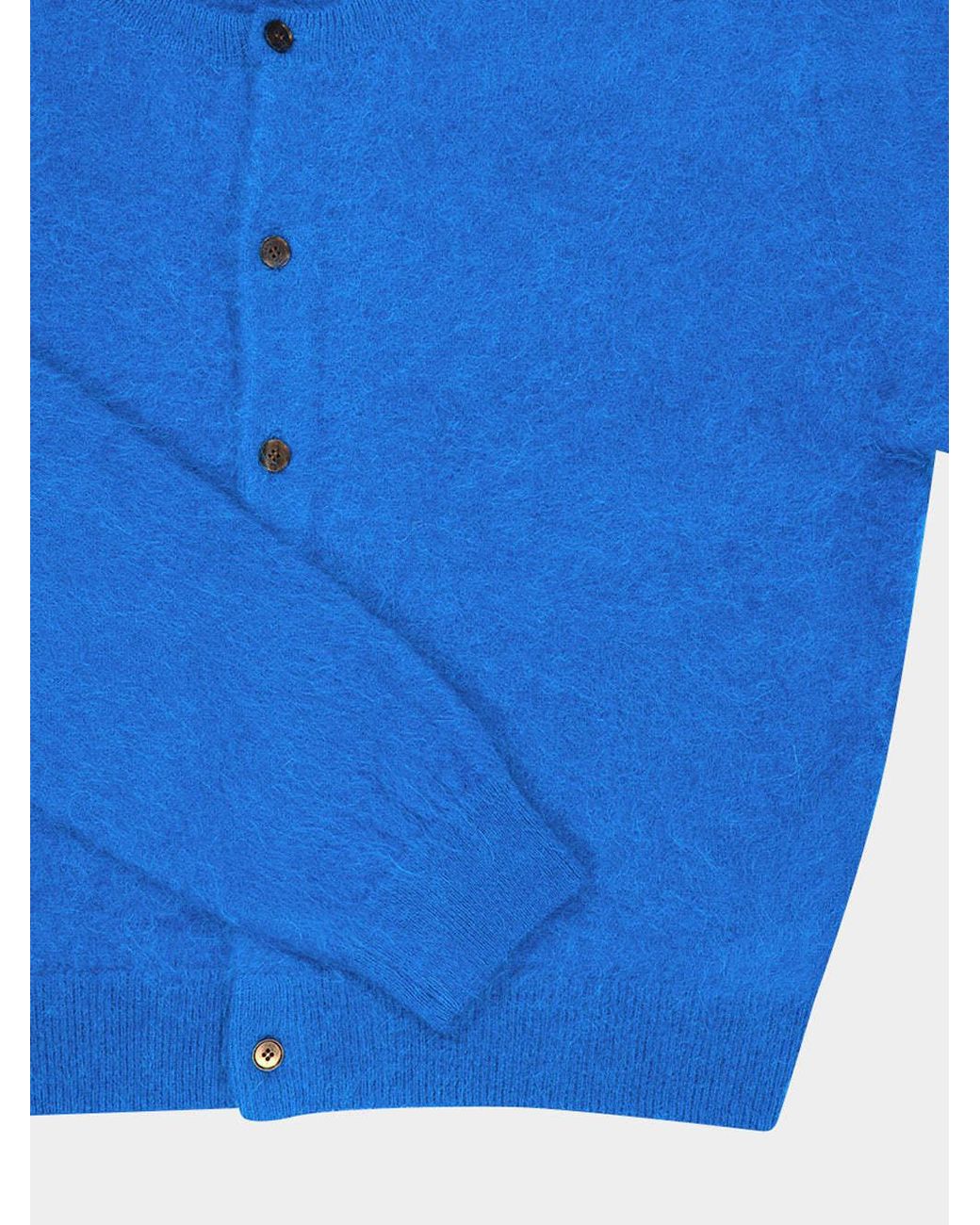 Auralee Blue Garment-Dyed Cardigan