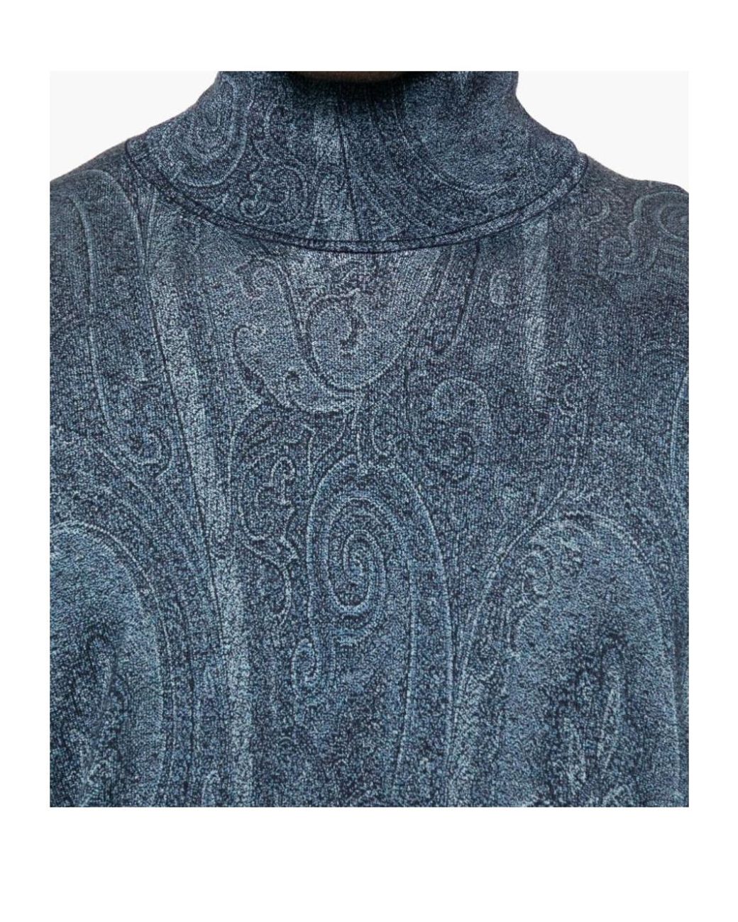 Etro Blue Paisley-Jacquard Sweater for men