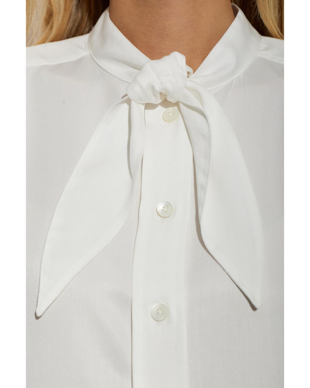 Paul Smith White Tie-Neck Oversized Shirt