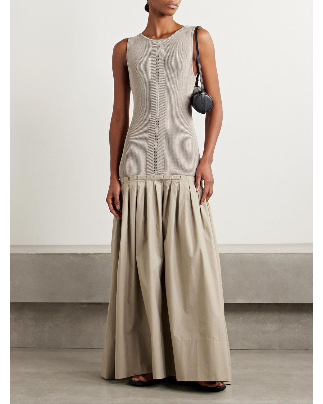 Proenza Schouler Natural Gene Pointelle-Knit Poplin Midi Dress
