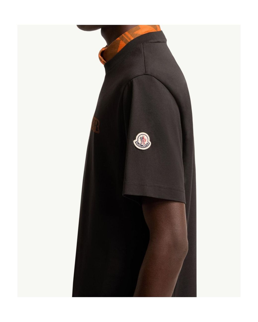 Moncler Black Embroidered Logo T-Shirt for men