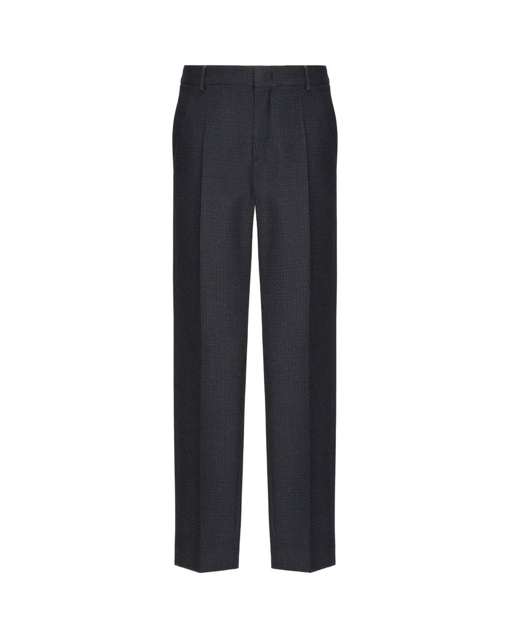 Valentino Blue Pressed-Crease Wool Trousers for men