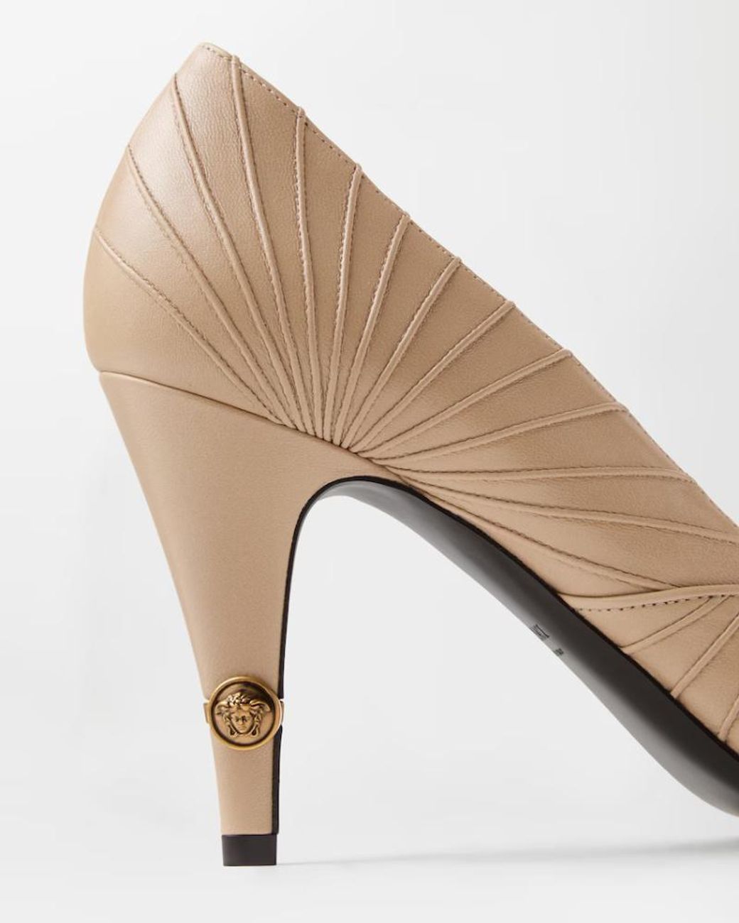 Versace White Gianni Pleated Heeled Pumps
