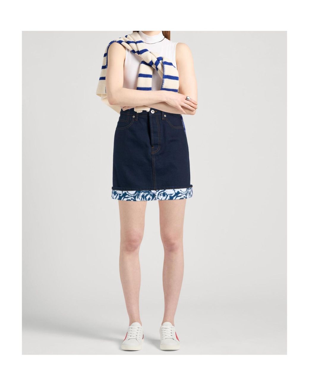 Burberry Blue Denim A-Line Skirt