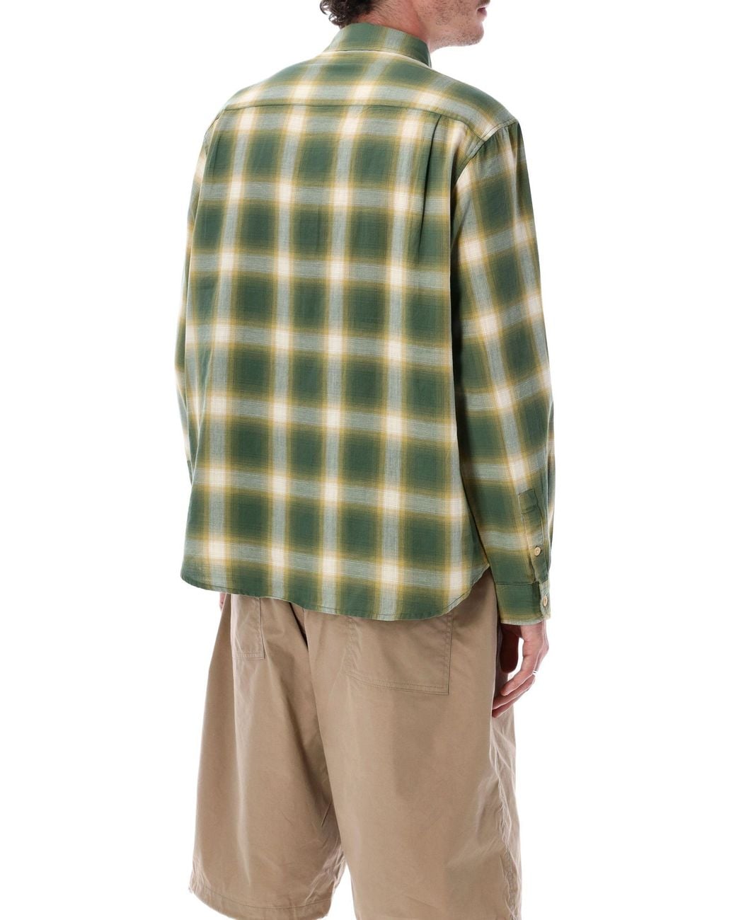 Stussy Green Beach Ombre Checked Shirt for men