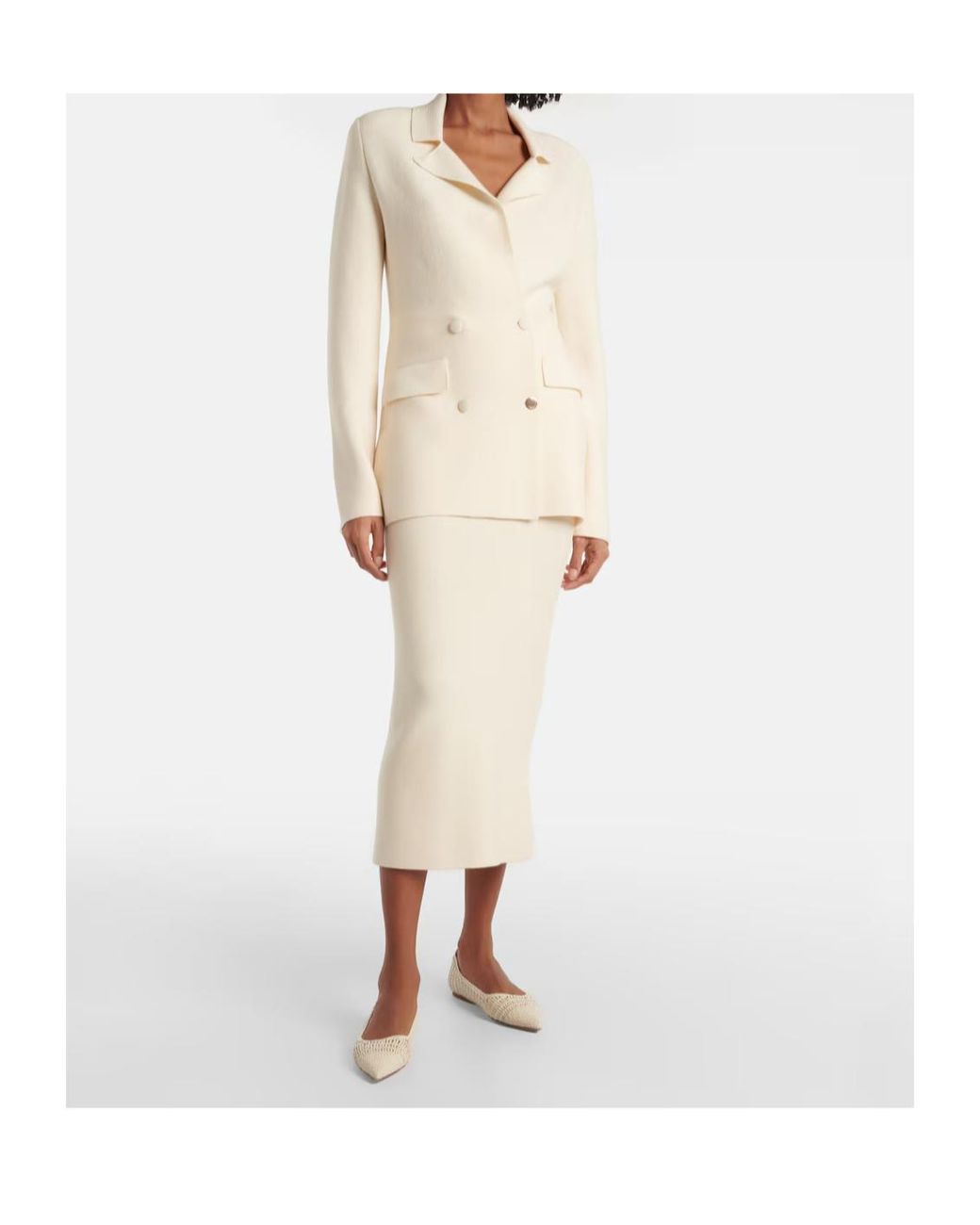 Gabriela Hearst White Circe Virgin Wool Pencil Skirt