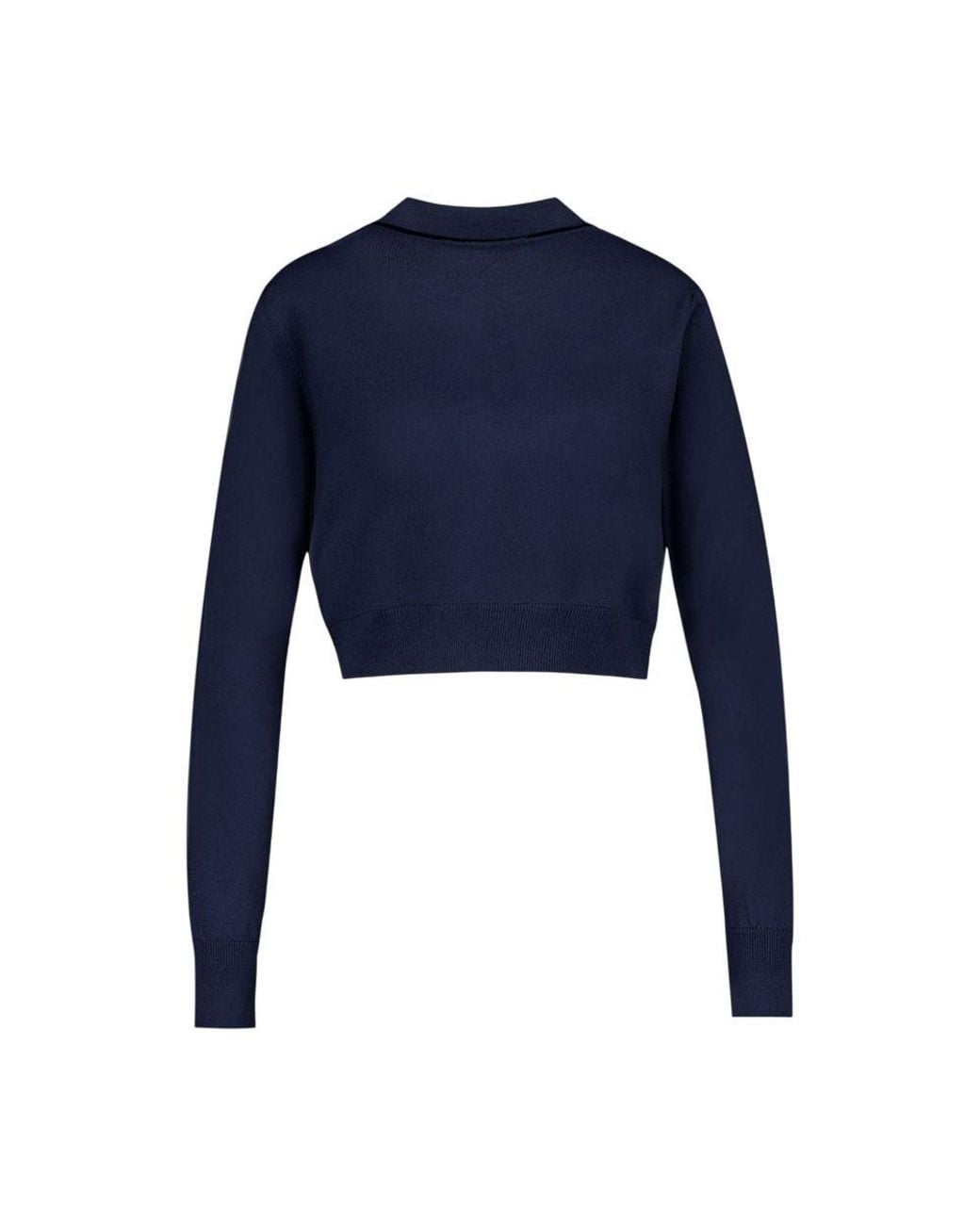MARINE SERRE Blue Cropped Knit Polo Shirt