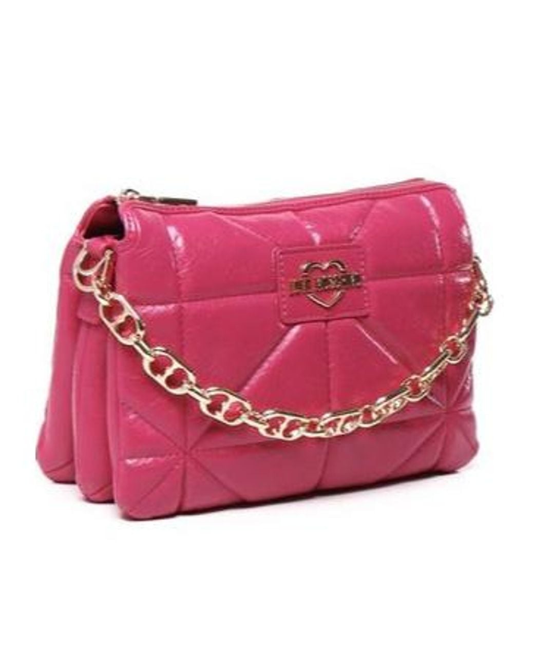 Moschino Pink Love Geometric Quilted Shoulder Bag