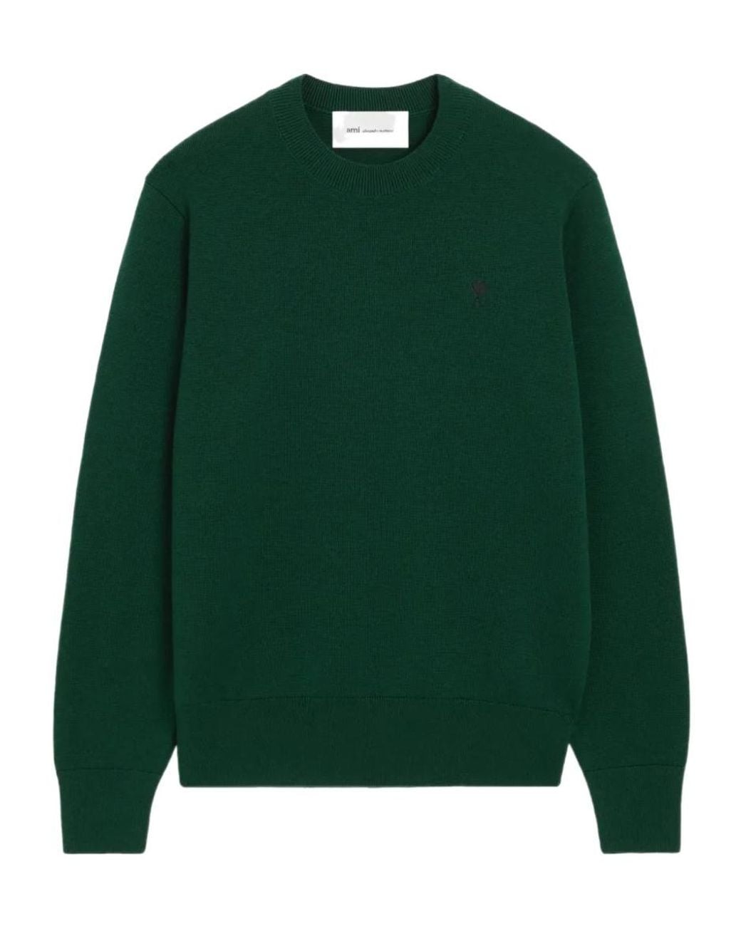 AMI Green Ami De Coeur Logo Embroidered Crewneck Jumper for men