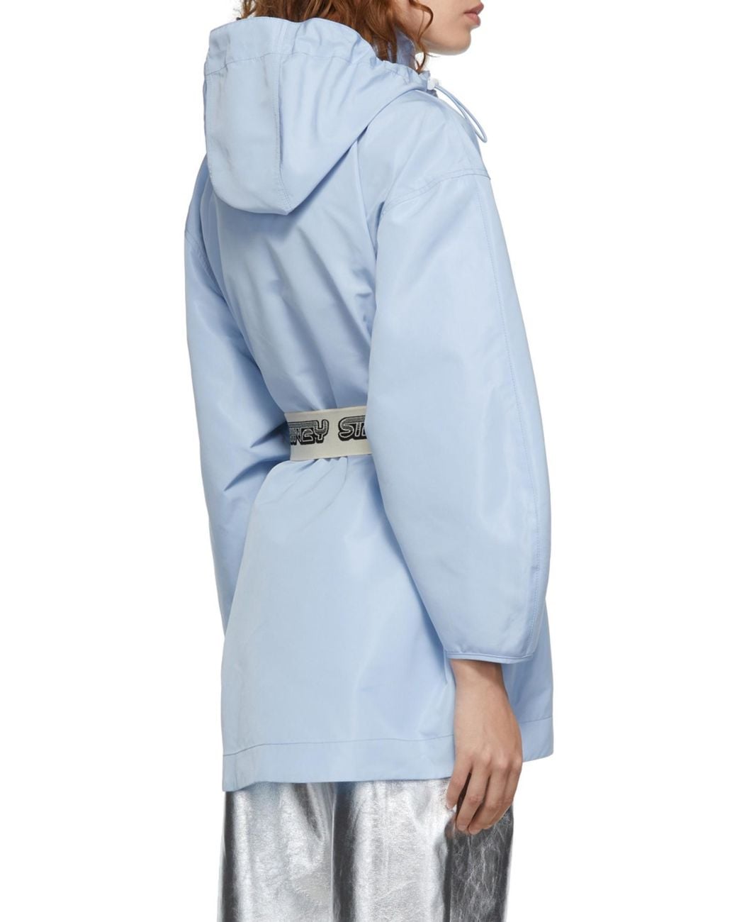Stella McCartney Blue Belted Hooded Jacket