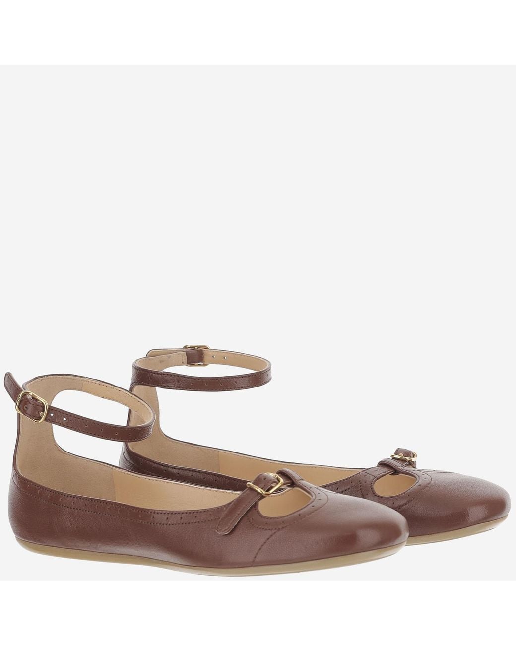 Chloé Brown Chloé Ankle Strap Ballet Flats