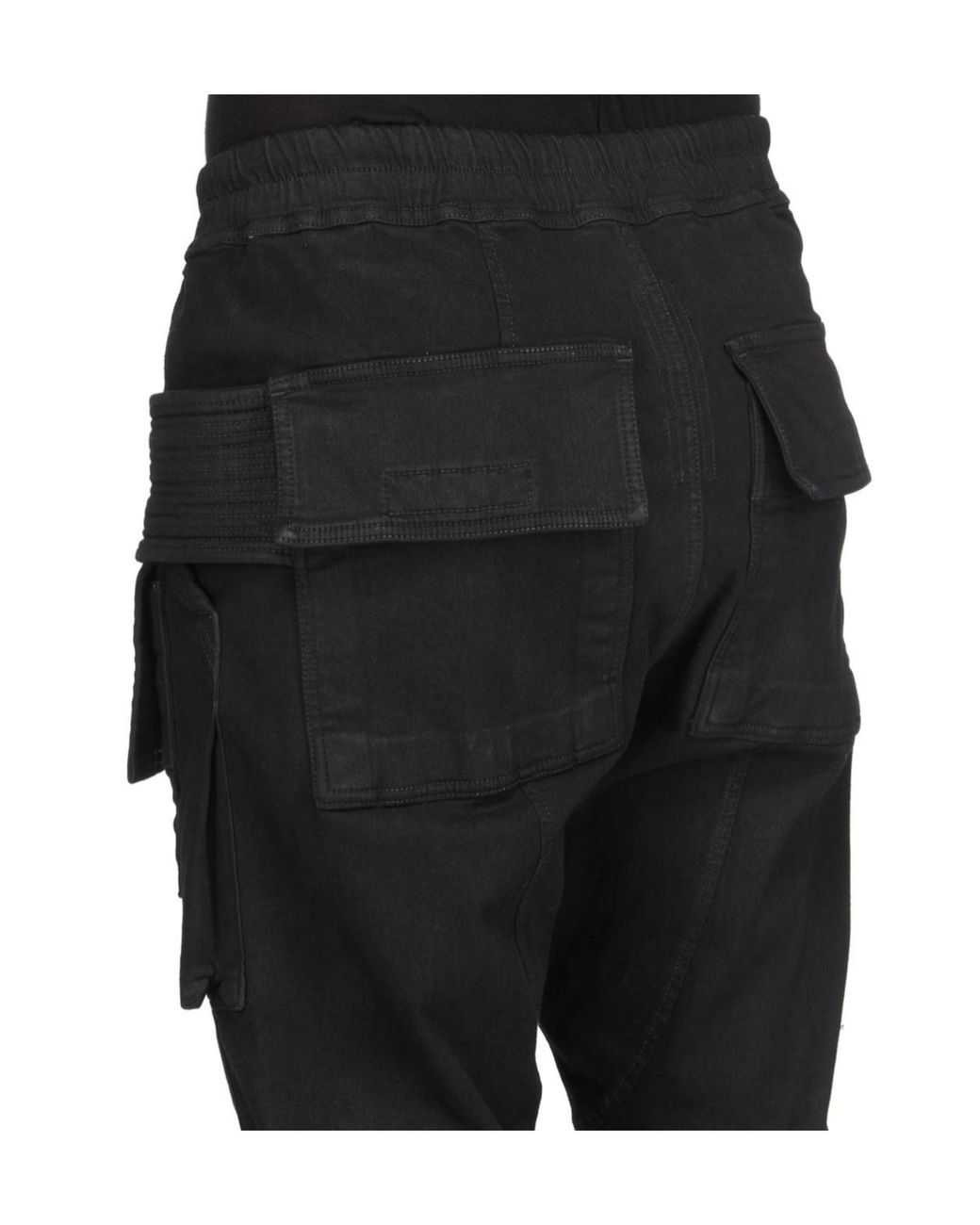 Rick Owens Black Creatch Tapered Drawstring Cargo Trousers for men
