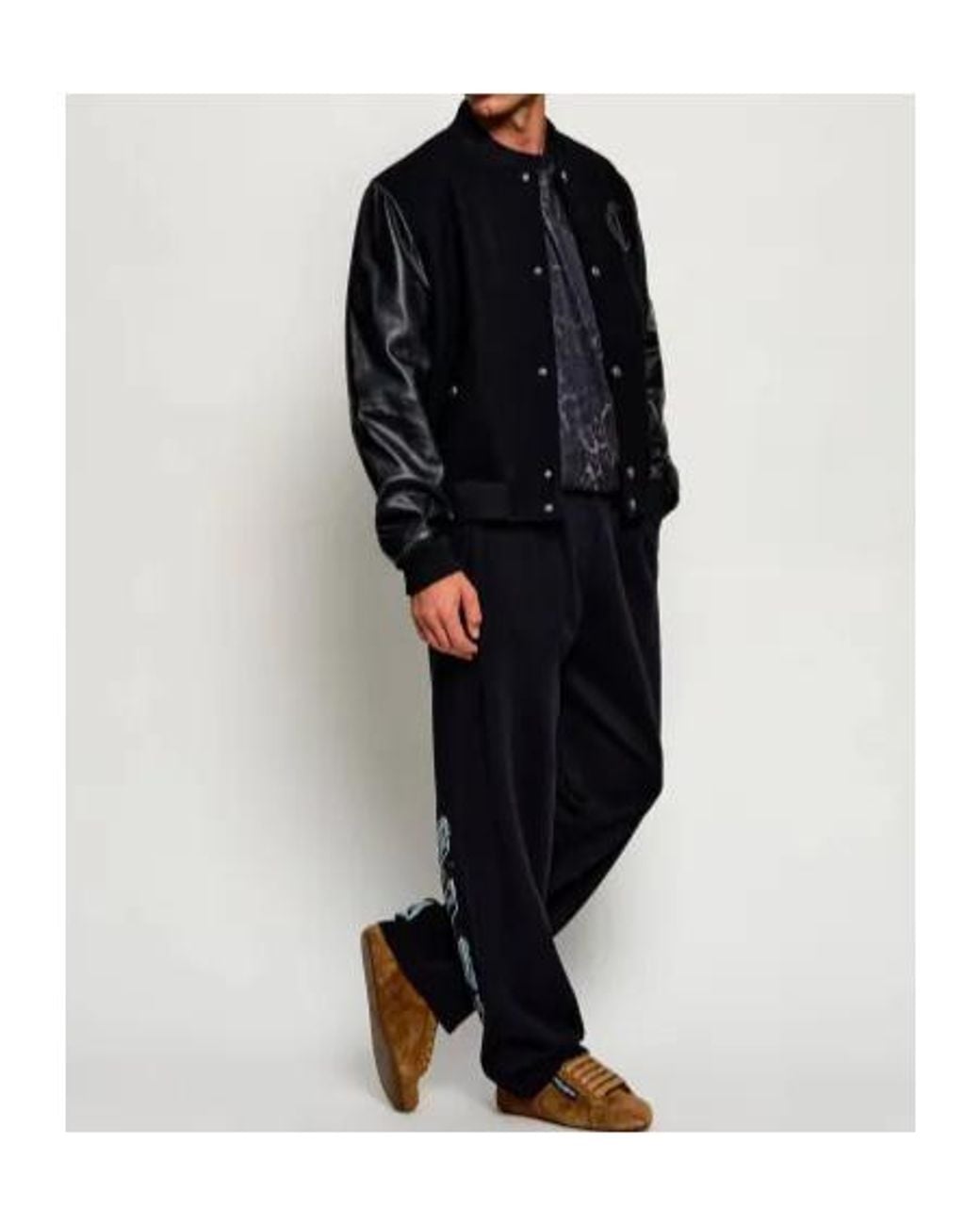 Just Cavalli Black Logo Varsity Jacket for men
