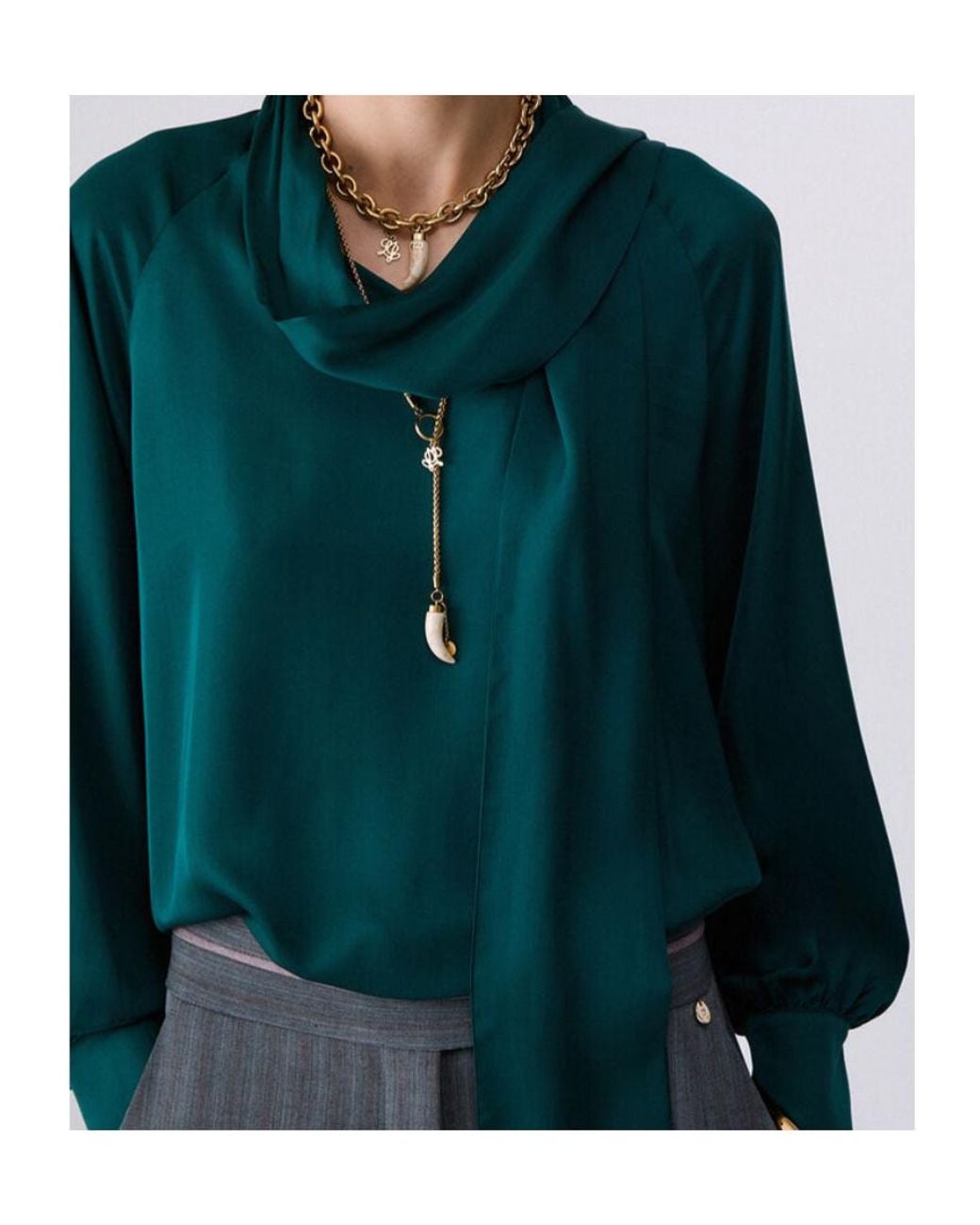 Liu Jo Green Pussy-Bow Raglan-Sleeve Blouse