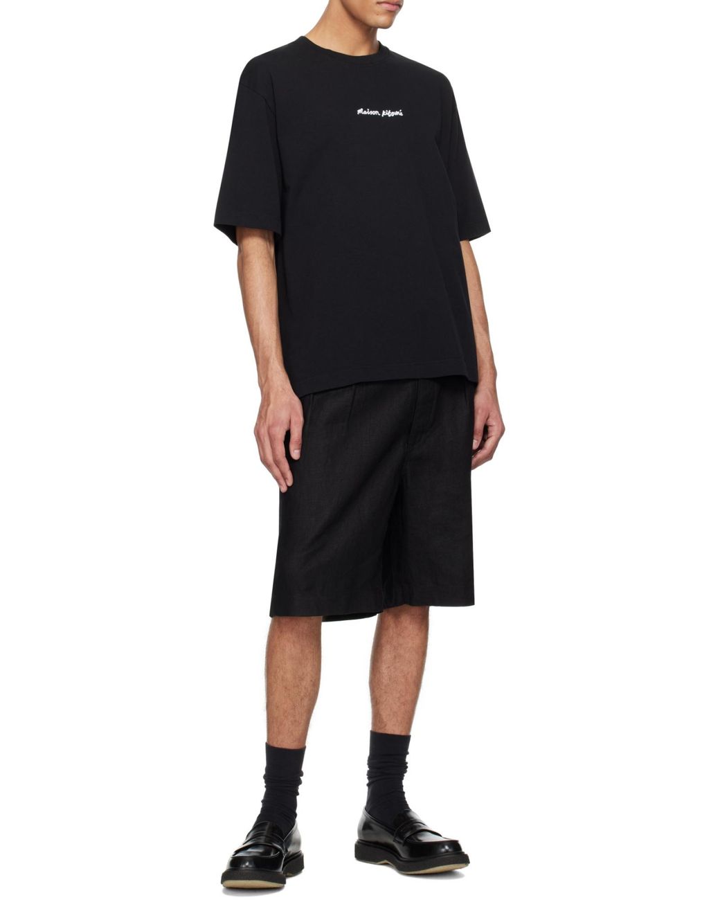 Maison Kitsuné Black Maison Kitsuné Line Handwriting Oversized T-Shirt for men