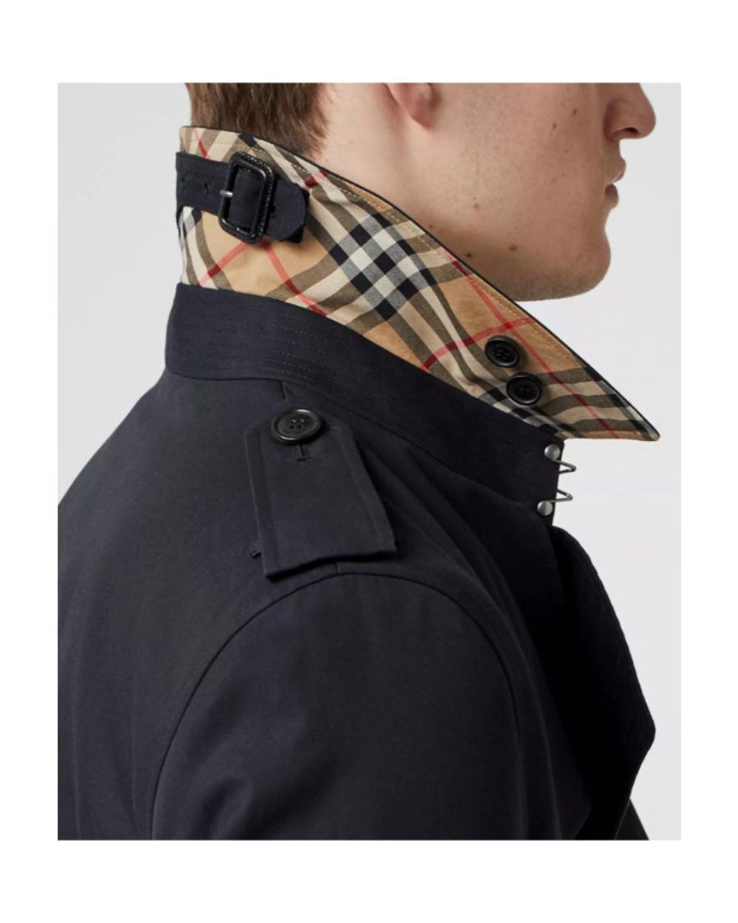 Burberry Black Cotton Gabardine Trench Coat for men