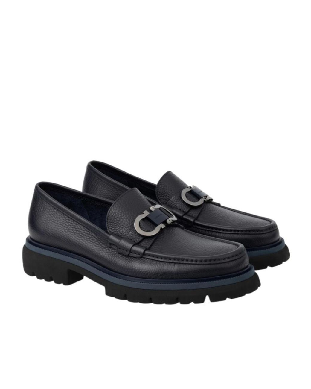 Ferragamo Black Gancini Ornament Loafer for men