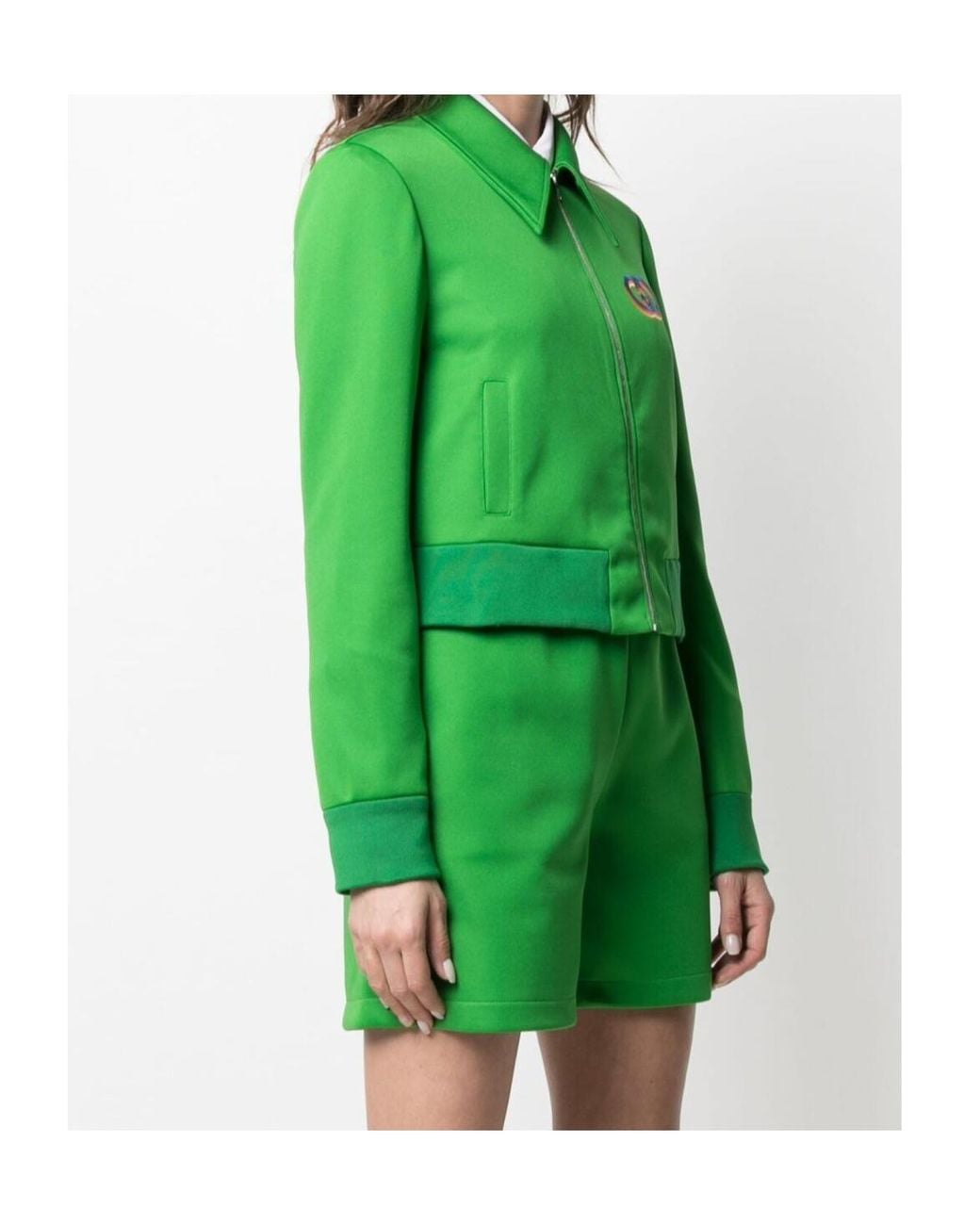 Gucci Green Tiger Embroidery Technical Jersey Jacket
