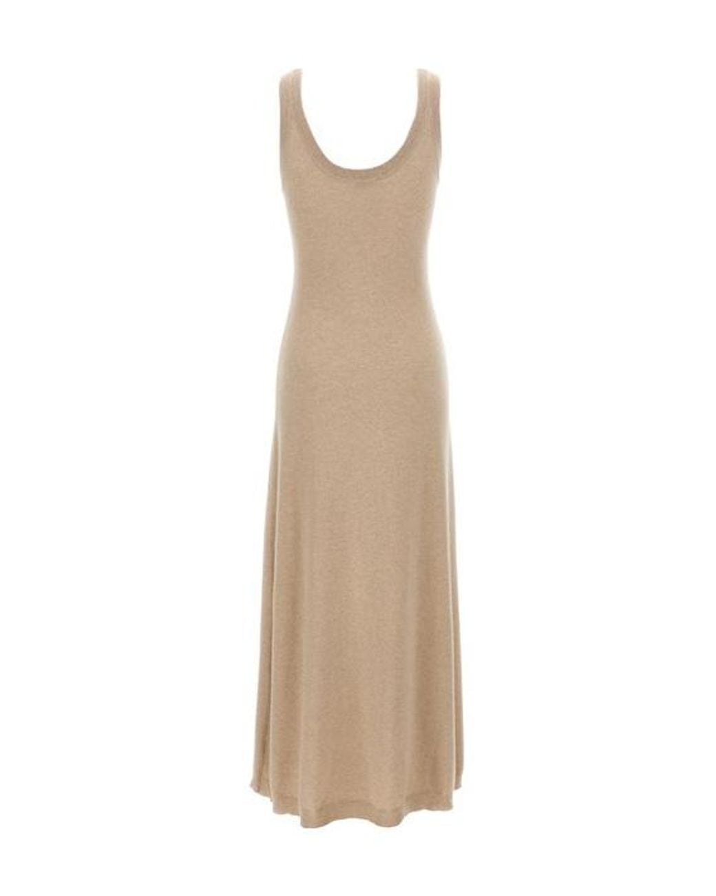 Brunello Cucinelli Natural Sleeveless Knitted Dress