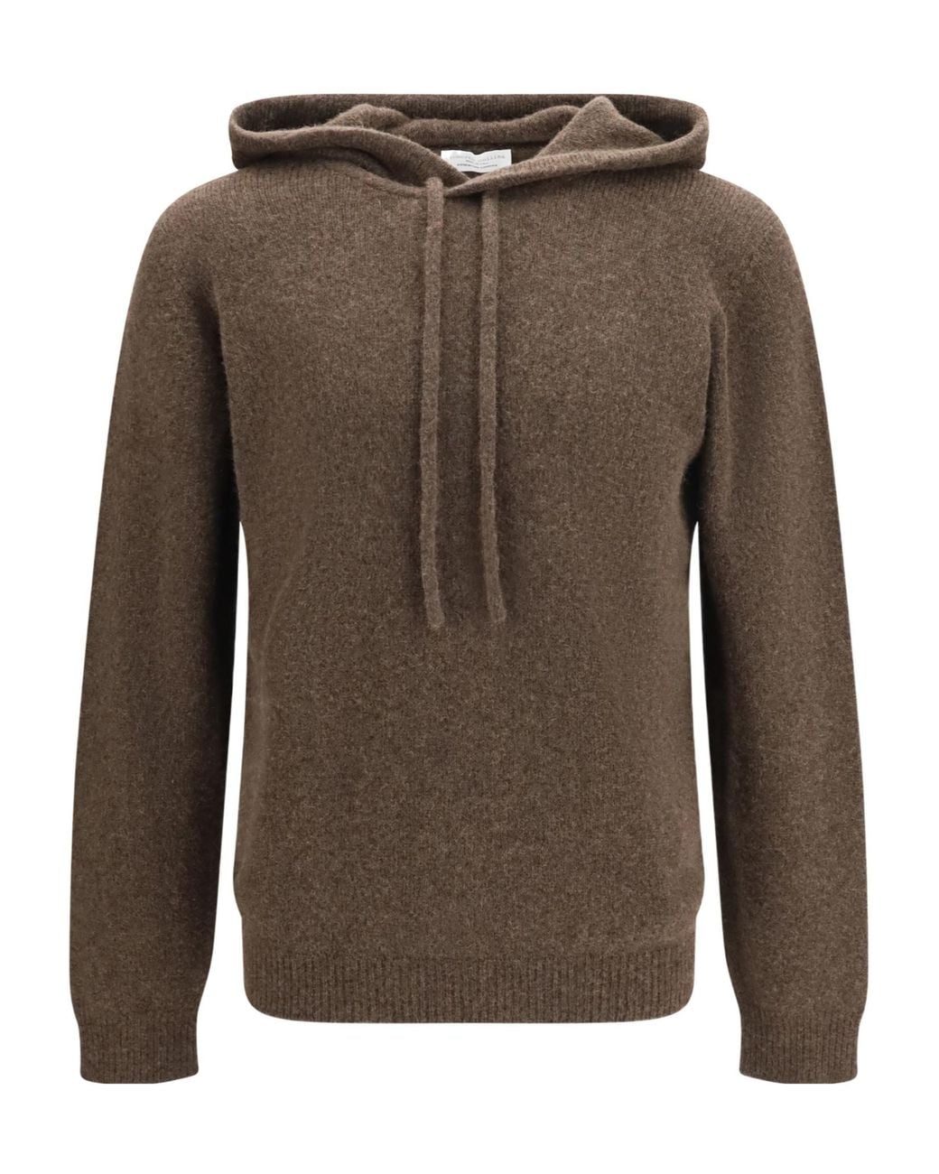 Roberto Collina Brown Drawstring-Hood Knitted Hoodie for men