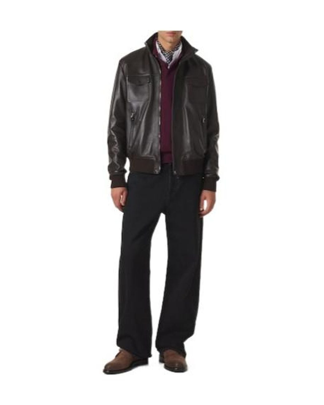 Dolce & Gabbana Black Leather Blouson Jacket for men